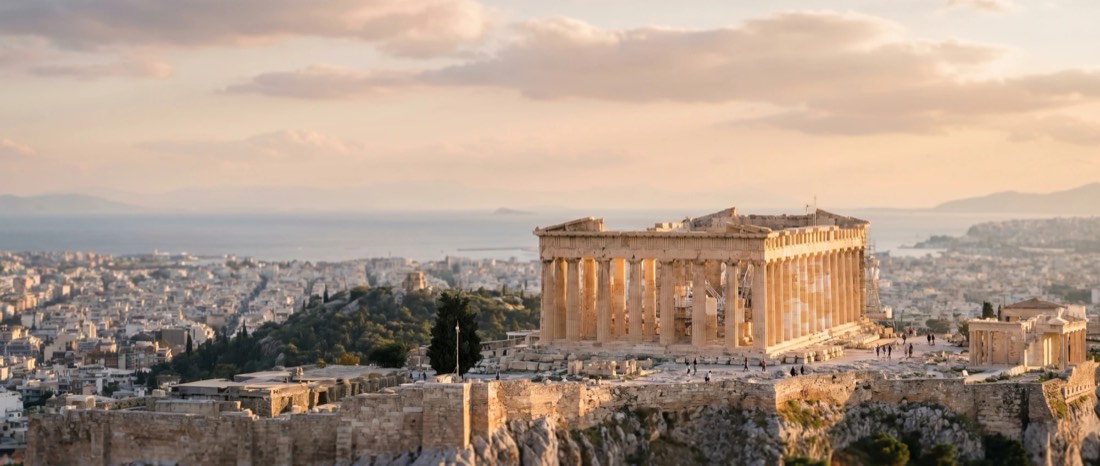 The Acropolis in Athens at sunset